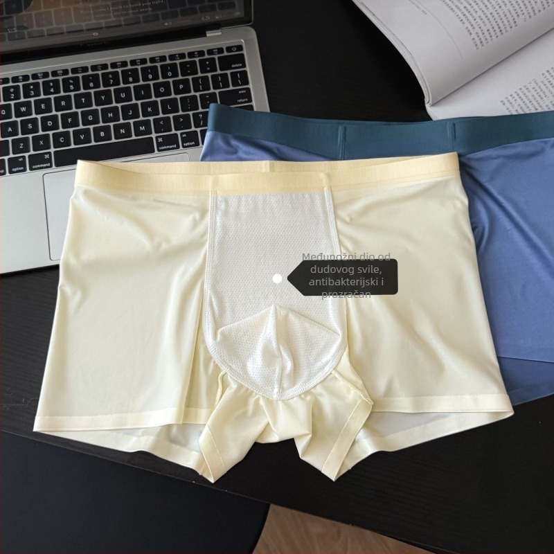 Bezšivne muške gaćice od Ice Silk, 10A antibakterijska Mulberry svila, srednji pojas, bokserice