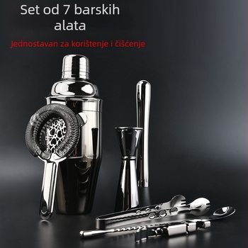Nehrđajući čelični Boston shaker set za koktele, 7-dijelni set s kliještama za led i cjedilom