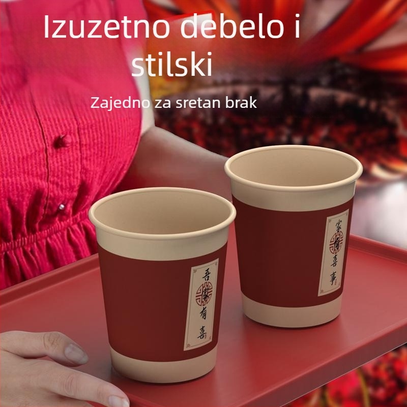 Jednokratne svadbene papirnate čaše, crvene, debelih stijenkama