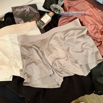 Antibakterijske muške bokserice s osjećajem satena, ice silk, brzo se suše, prozračnost, srednji pojas