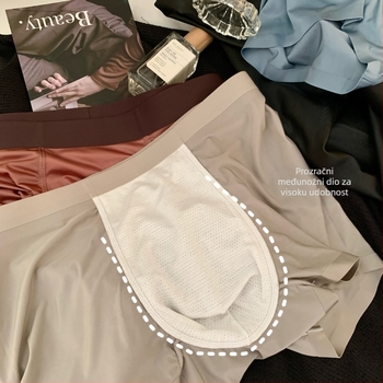 Antibakterijske muške bokserice s osjećajem satena, ice silk, brzo se suše, prozračnost, srednji pojas