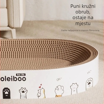 Integrirano mačje grebalno daska i gnijezdo, zaobljenog oblika, otporno na grebanje i habanje, bez vlakana, od valovitog papira, mačje igračke