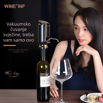 WINF+INF Električni automatski vinski dekanter, nehrđajući čelik, kapacitet iznad 1000 ml, crna, poklon kutija