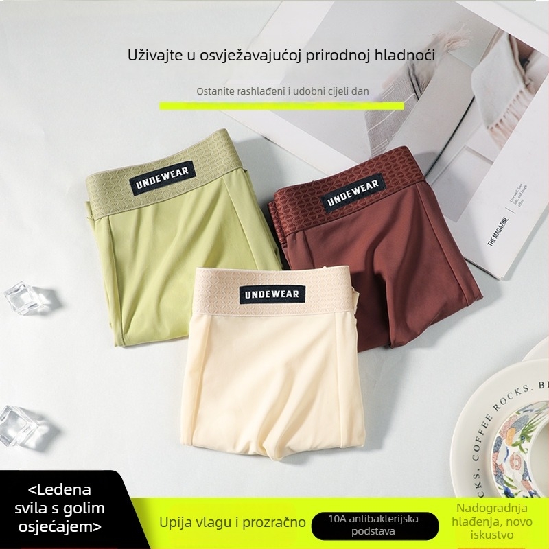 Premium muške boxerice od ice silk, ljetni model, retro stil, hladne, prozračne i udobne