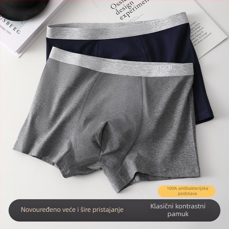 Muške bokserice od pamuka s grafenom, srednje visine struka, prozračne, jednobojne