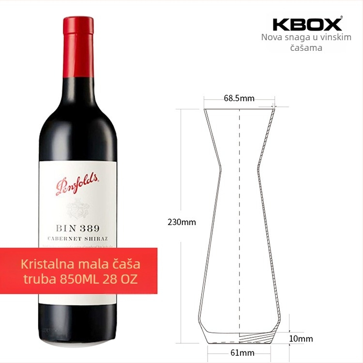 KBOX kristalni dekantor za vino s mogućnošću prilagodbe logotipa, bar dispenser za pića, posuda za napitke i sokove, 801–900 ml, bijela, kutija u boji