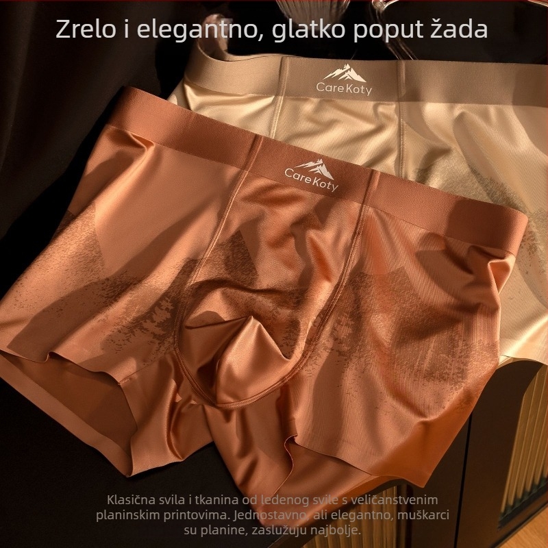 Satenski luksuzne muške bokserice od ledenog svilenog materijala, Mulberry svila 10A, antibakterijska podstava