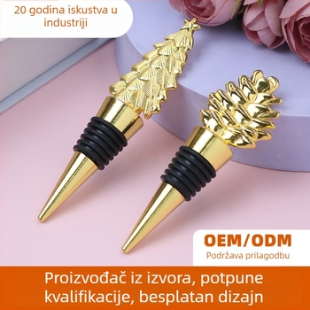 Metalni čep za vino s božićnim drvcom i brtvom – kreativno prilagodljiv