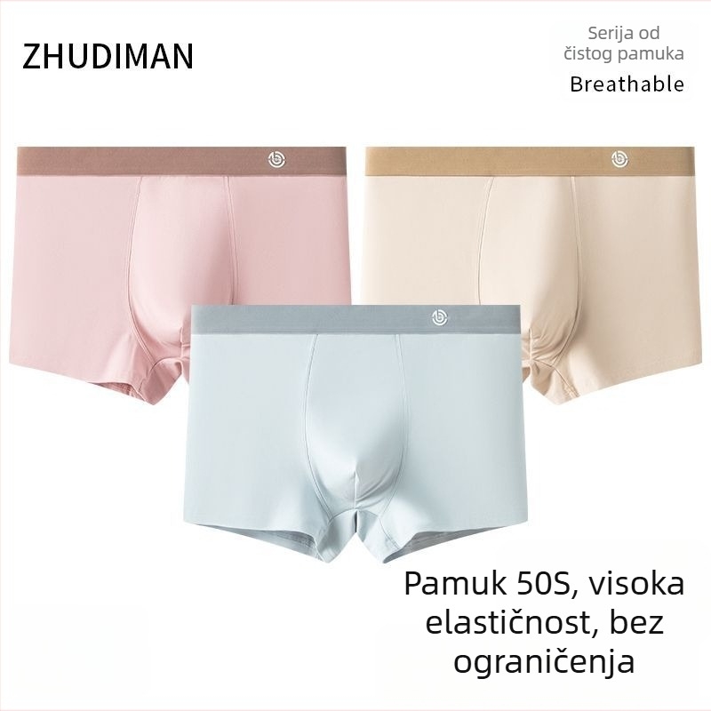 50 komada muških bokserica od pamuka sa srednjim pojasa, prozračne