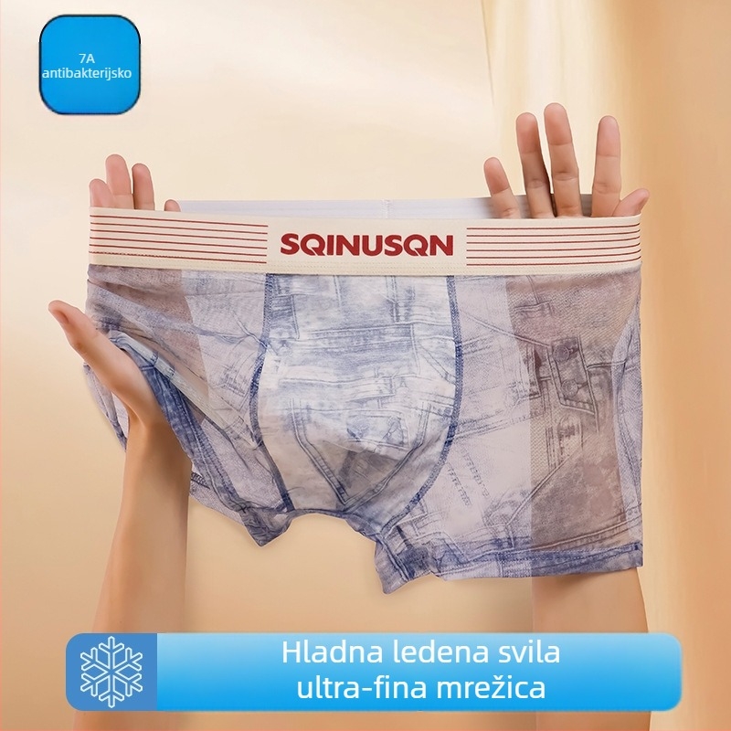Muške boxerice od mrežaste Ledene svile, antibakterijske i prozračne