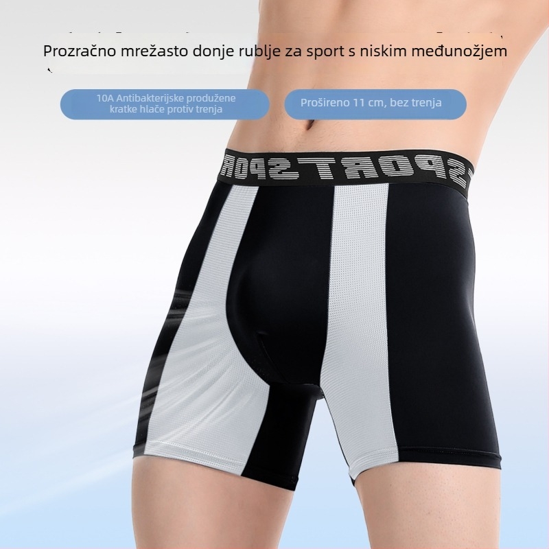 Muške boxerice velikog formata od ledenog svile za sport, s natpisom, produljenom dužinom, antibakterijski predeo, bezšivne boxerice