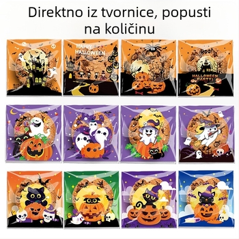Samozatvarajuće OPP vrećice za pakiranje bombona i keksa s Halloween dizajnom — Happy Ghost 4-in-1, Pumpkin Cat 4-in-1, Happy Castle 4-in-1