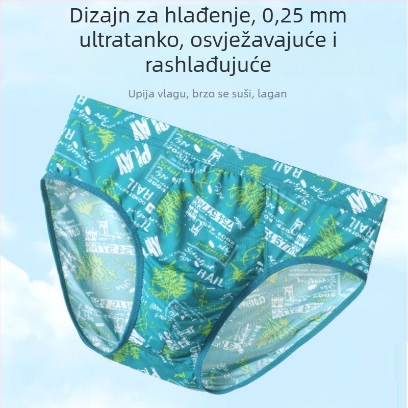 Muške Ice Silk gaćice, ultra tanke, dišne, brzo se suše, visok pojas, plus veličina