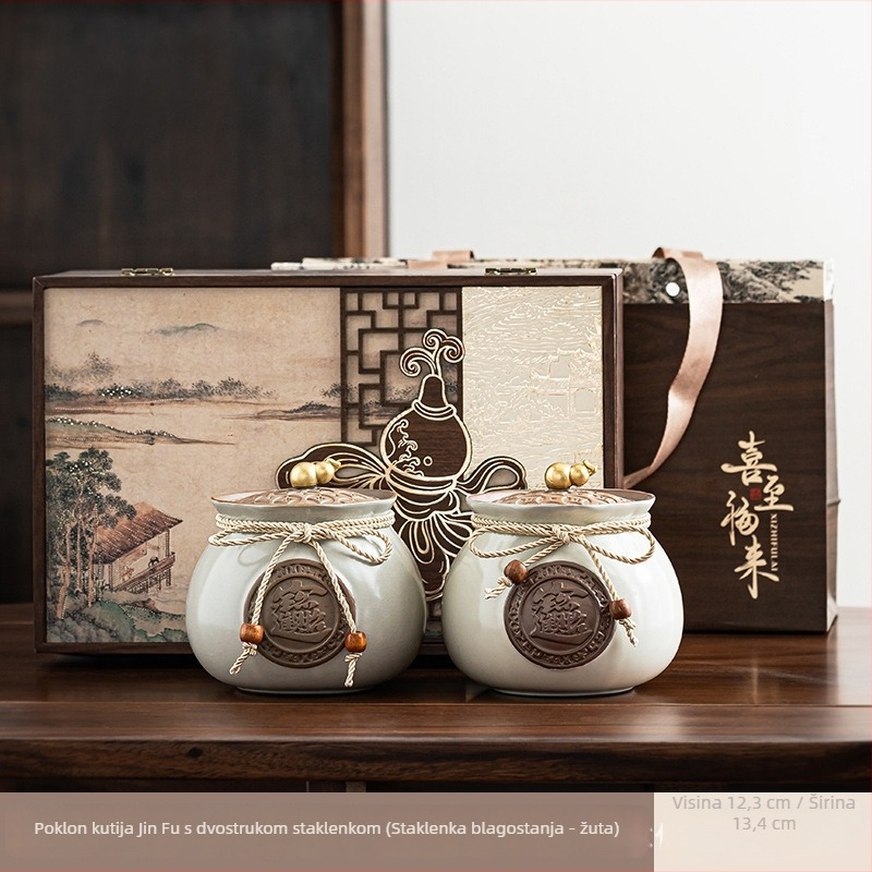 Prazna keramička kutija za čaj, darovna kutija, set od 10 kom, za bijeli i crni čaj, Longjing i Pu'er, kineski stil, model 2026