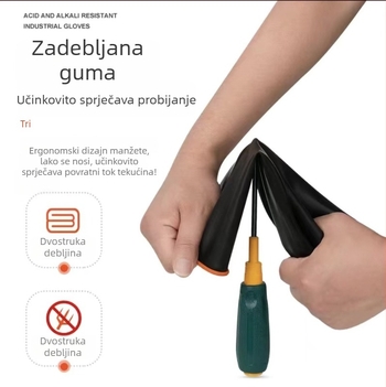 Lateks rukavice otporne na kemikalije, otporne na kiseline i baze, otporne na habanje, debele gumene rukavice