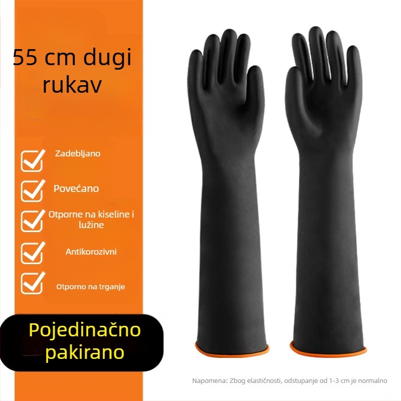Lateks rukavice otporne na kemikalije, otporne na kiseline i baze, otporne na habanje, debele gumene rukavice