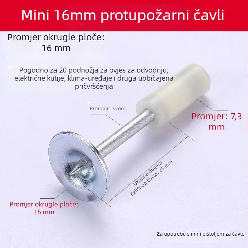 Pneumatski pištolj za čavle za stropne kabelske kanale, instalacija nadzora i HVAC — ručni betonski tišilo