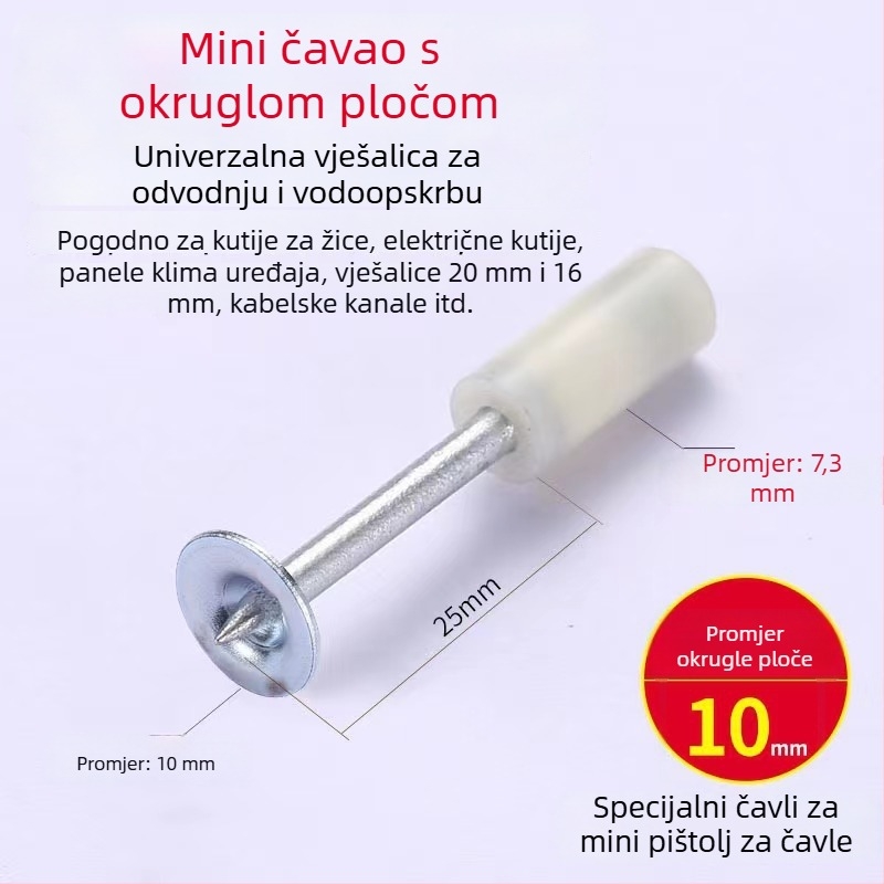 Pneumatski pištolj za čavle za stropne kabelske kanale, instalacija nadzora i HVAC — ručni betonski tišilo