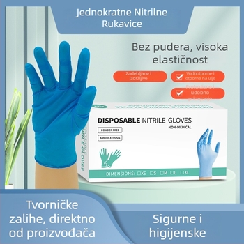 Jednokratne nitrilne rukavice za laboratorijsku upotrebu, kemijsku zaštitu, auto popravke i industrijsku namjenu.