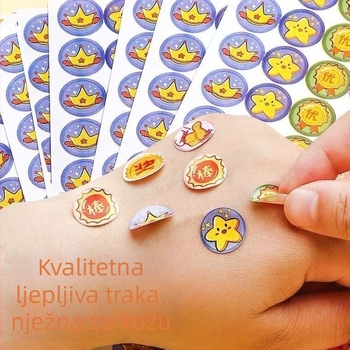 Dječje nagradne naljepnice: poticaj za predškolske i školske zadatke, s malim crvenim cvjetovima i znakom palca gore