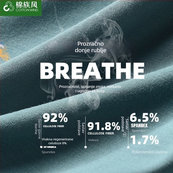 Muške bokserice s srednjim porastom, prozračne, antibakterijske, bez vidljivih šavova, pleteni modal viskozni materijal Cotton Wind