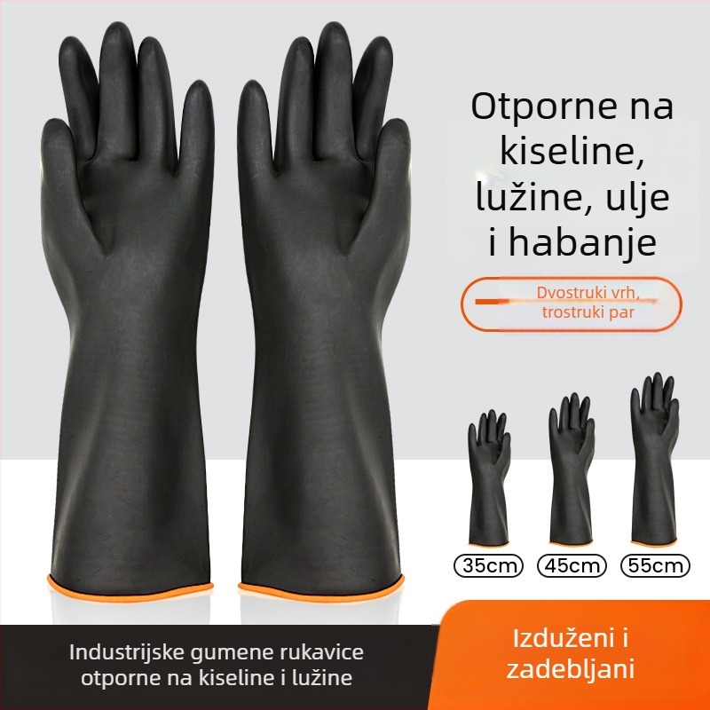 Dvobojne industrijske rukavice od gume, dvostruki sloj, otporne na kiseline i baze, otporne na ulje, izdržljive