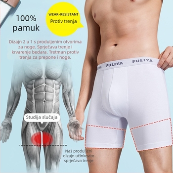 Muške boxerice od 100% pamuka, duge, prozračne za ljeto, velika veličina, anti-trenje u području prepona, sportsko donje rublje