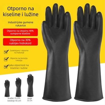 Industrijske rukavice otporne na kiseline i baze za kemijske eksperimente, debeli, vodootporni, crne gumene latex rukavice, otporne na habanje i protuklizne.
