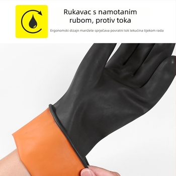Industrijske rukavice otporne na kiseline i baze za kemijske eksperimente, debeli, vodootporni, crne gumene latex rukavice, otporne na habanje i protuklizne.