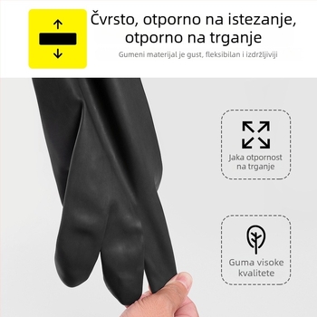 Industrijske rukavice otporne na kiseline i baze za kemijske eksperimente, debeli, vodootporni, crne gumene latex rukavice, otporne na habanje i protuklizne.