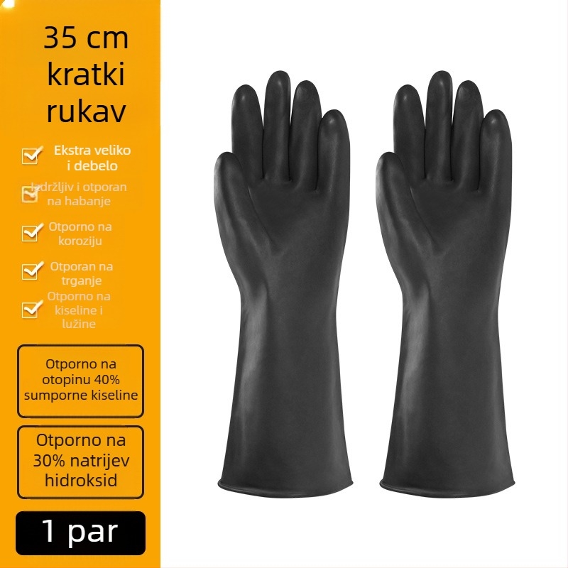 Industrijske rukavice otporne na kiseline i baze za kemijske eksperimente, debeli, vodootporni, crne gumene latex rukavice, otporne na habanje i protuklizne.