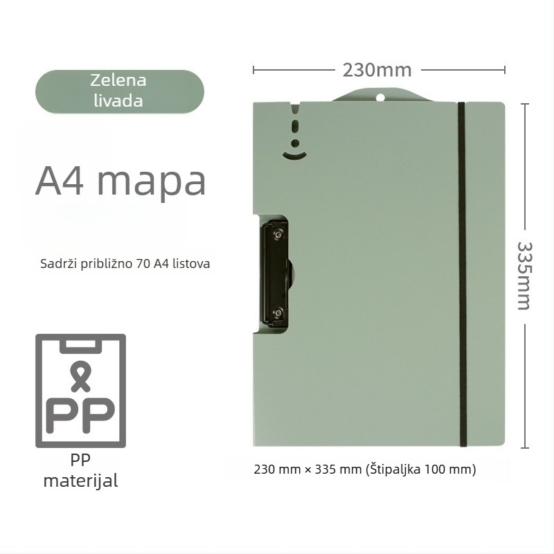 A4 klips ploča za ispite, ravna i čvrsta plastična držač dokumenta s jednim klipsom