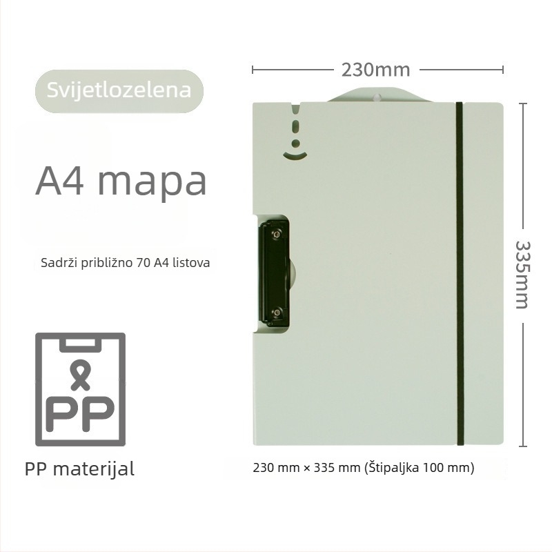 A4 klips ploča za ispite, ravna i čvrsta plastična držač dokumenta s jednim klipsom