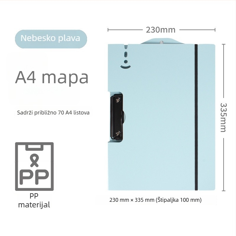 A4 klips ploča za ispite, ravna i čvrsta plastična držač dokumenta s jednim klipsom