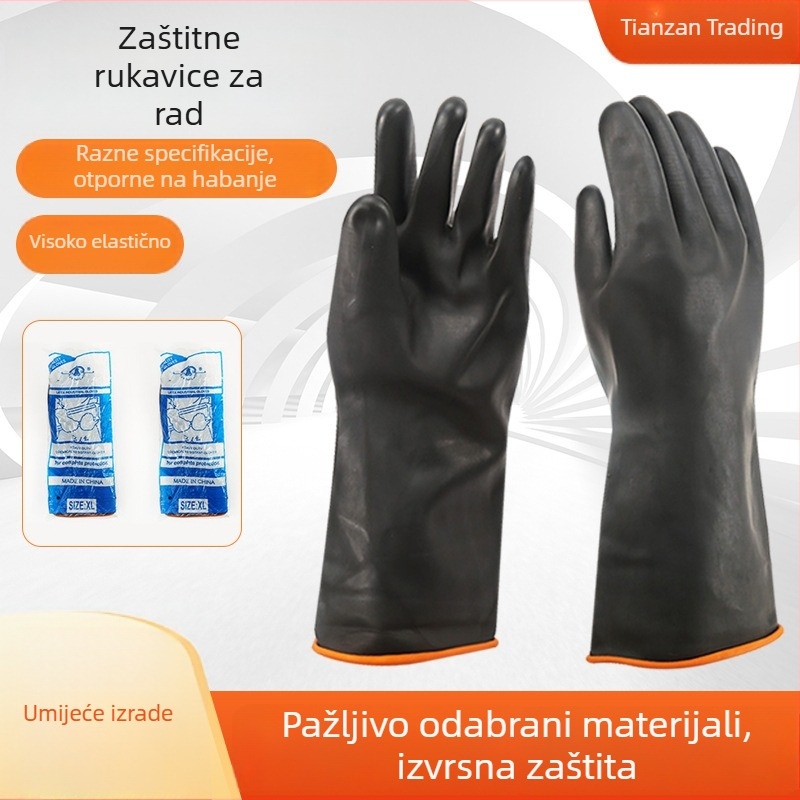 North Tower industrijske lateks rukavice otporne na kiseline i lužine, crne, duge, debele, zaštitne