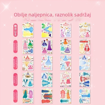 Knjiga naljepnica za oblačenje princeze za djevojčice od 3 do 6 godina, slatke naljepnice za oblačenje, edukativna igračka sa stranicama šminke
