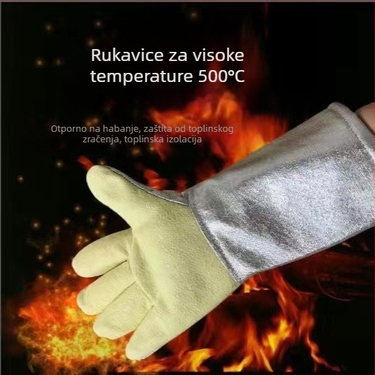 Rukavice od aluminijske folije za visoke temperature, izolacija, otpornost na vatru, zaštita od zračenja, debeli industrijski rukavici s pet prstiju