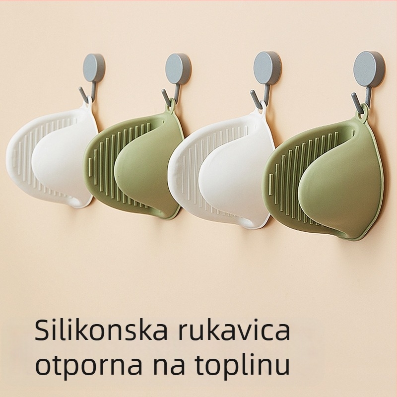 Deblje silikonske rukavice otporne na visoke temperature za kuhinju, pogodne za pečenje, pećnicu i mikrovalnu, protiv opeklina, s klipsom za ručku lonca