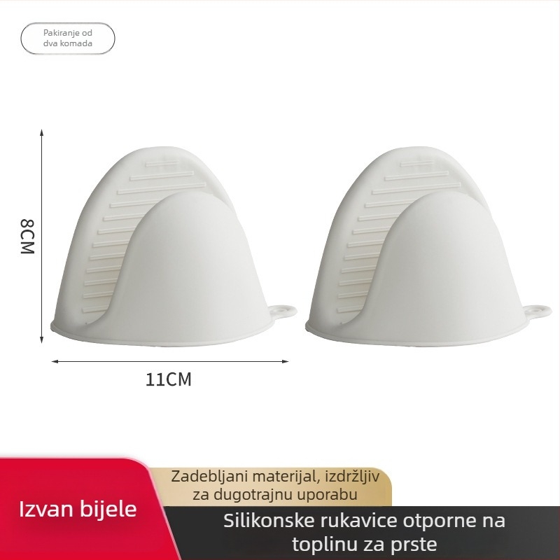 Deblje silikonske rukavice otporne na visoke temperature za kuhinju, pogodne za pečenje, pećnicu i mikrovalnu, protiv opeklina, s klipsom za ručku lonca