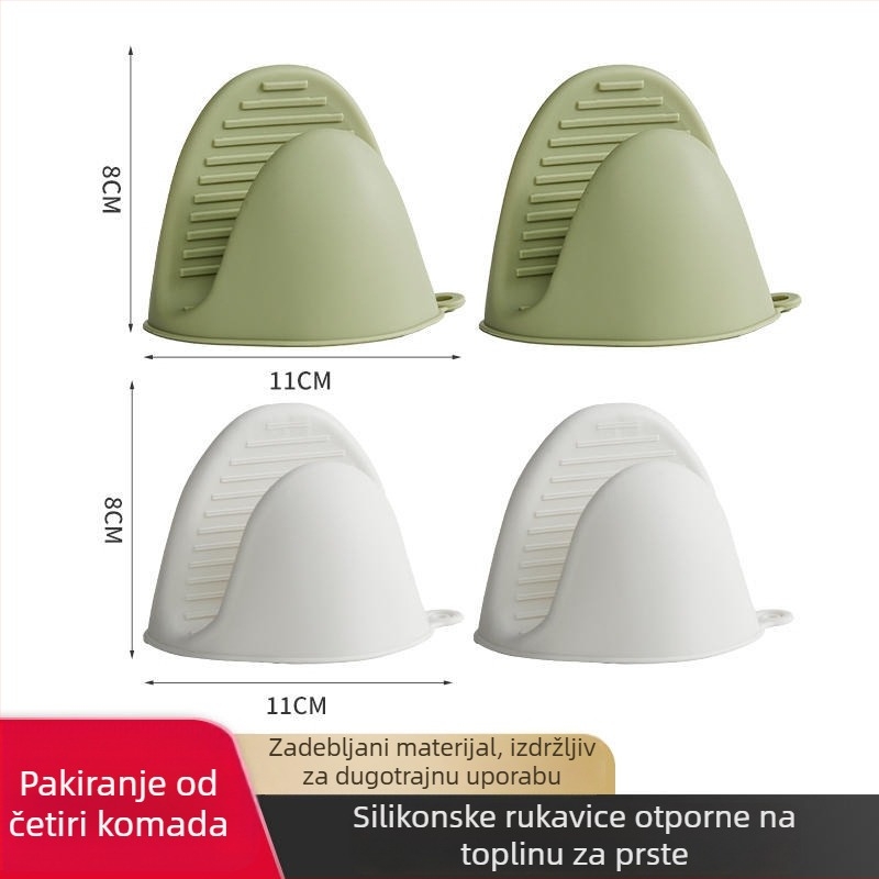 Deblje silikonske rukavice otporne na visoke temperature za kuhinju, pogodne za pečenje, pećnicu i mikrovalnu, protiv opeklina, s klipsom za ručku lonca