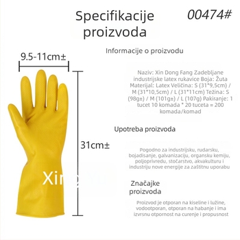 New Oriental 100 g debele industrijske latex rukavice od goveđeg tetiva, otporne na kiseline i lužine, kemijska zaštita za kuhinju i kućanstvo