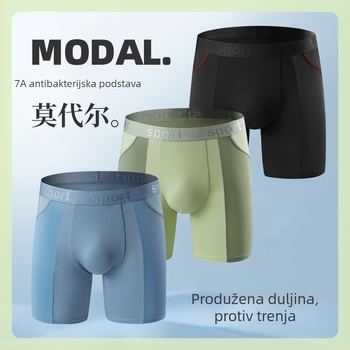 Muške bokserice od modal materijala s dugim nogama, protiv trenja, brzo se suše, antibakterijske