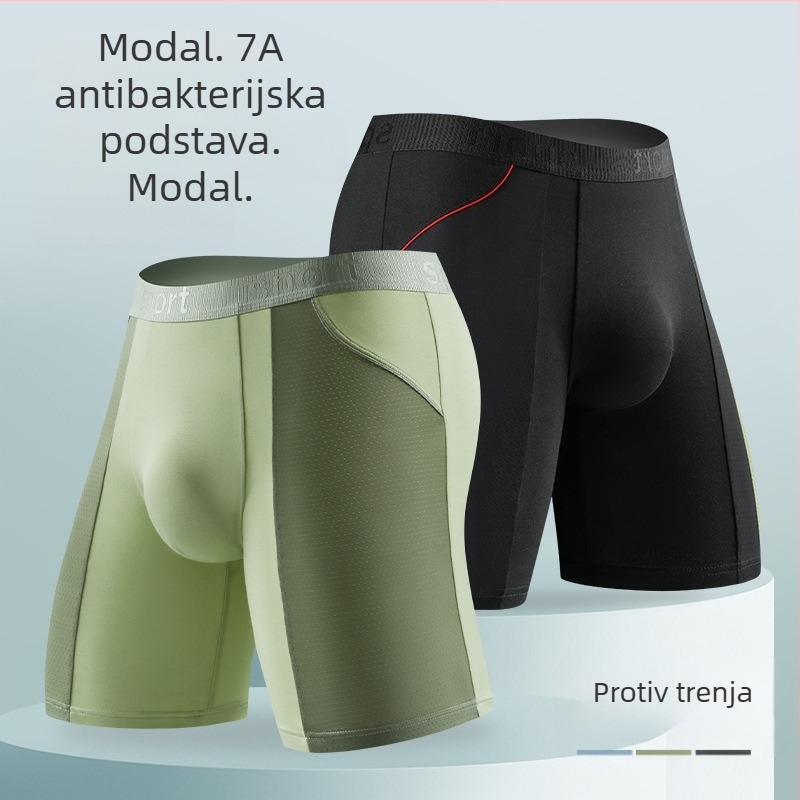 Muške bokserice od modal materijala s dugim nogama, protiv trenja, brzo se suše, antibakterijske