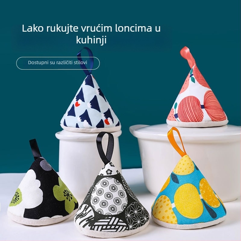 Trokutni zaštitni kapak za lonac u japanskom stilu, zaštita drški i toplinski otporne kuhinjske rukavice za emajlirane i lijevane posude