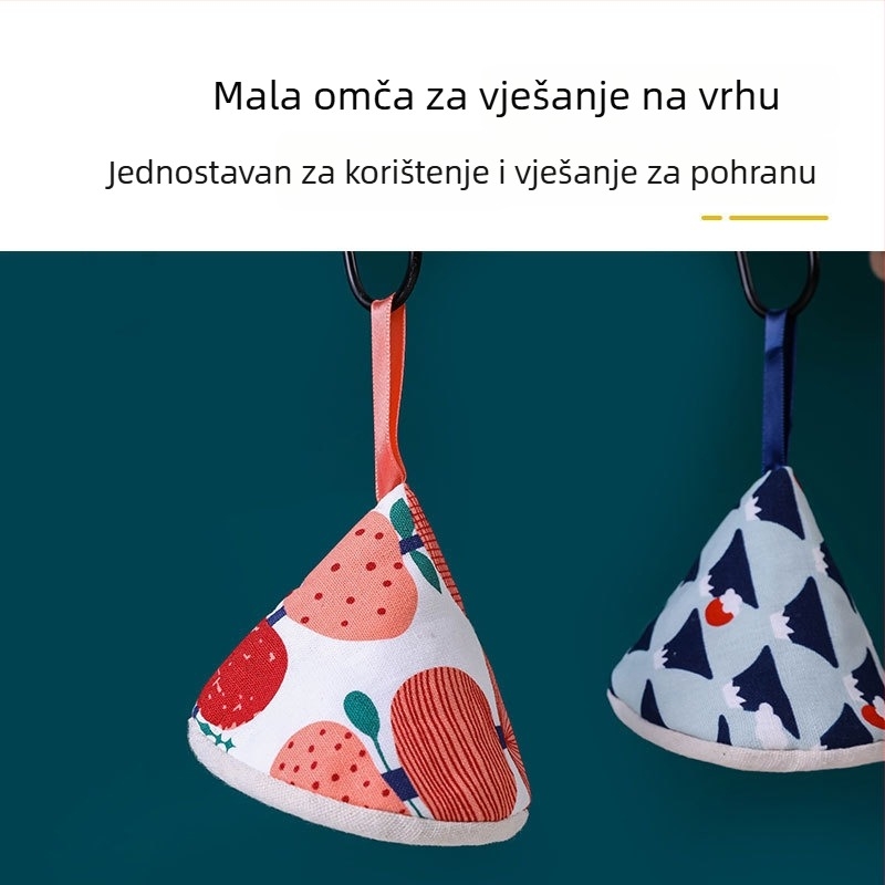 Trokutni zaštitni kapak za lonac u japanskom stilu, zaštita drški i toplinski otporne kuhinjske rukavice za emajlirane i lijevane posude