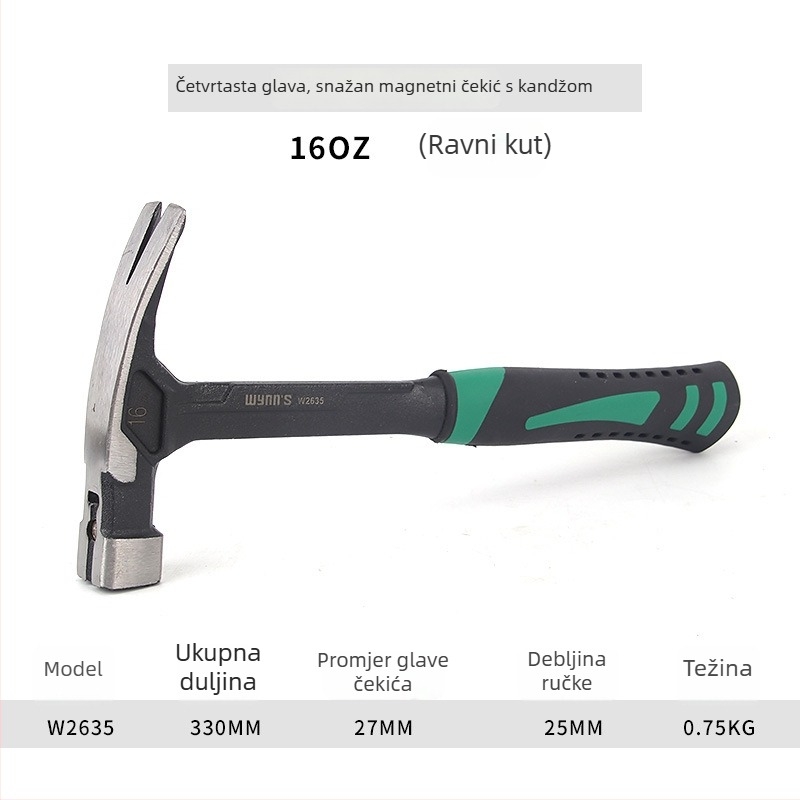 Power Lion Wynn’s industrijski čekić s kljunom, mini kućni stolarski čekić s integriranim izvlačem čavlića, čelična glava
