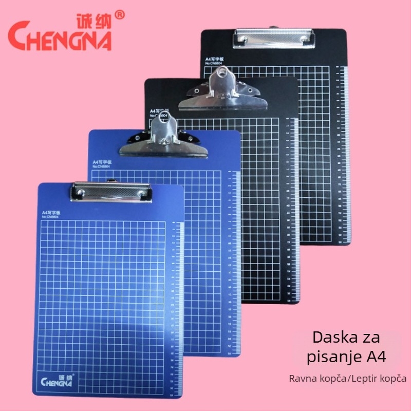 Chengna A4 plastični klip za ploču – set klipova: klip za ploču, leptir-klip, folder za dokumente i klip za ispite