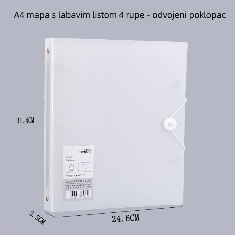 A4 registr s 4 rupa za dokumente, testove i ugovore, plastična mapa