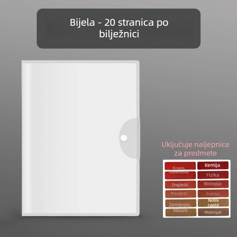 A3 knjiga za pohranu testova i dokumenata, organizator studijskih materijala za učenike