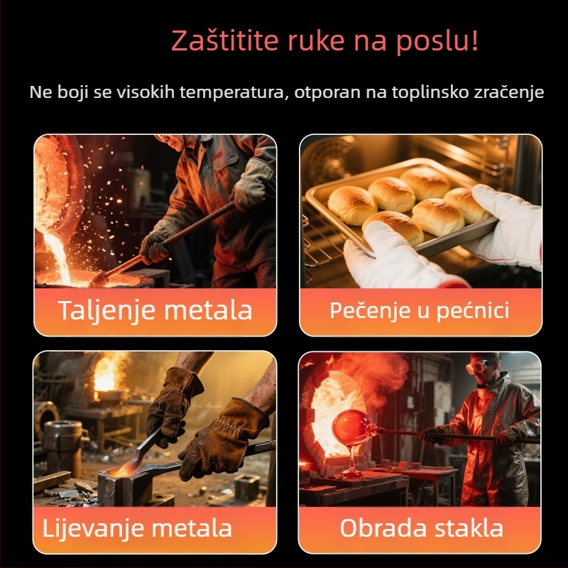 Rukavice s aluminijskom folijom za visoke temperature, izolacija topline, zavarivanje i roštiljanje, otporne na habanje, aramidne rukavice do 500°C